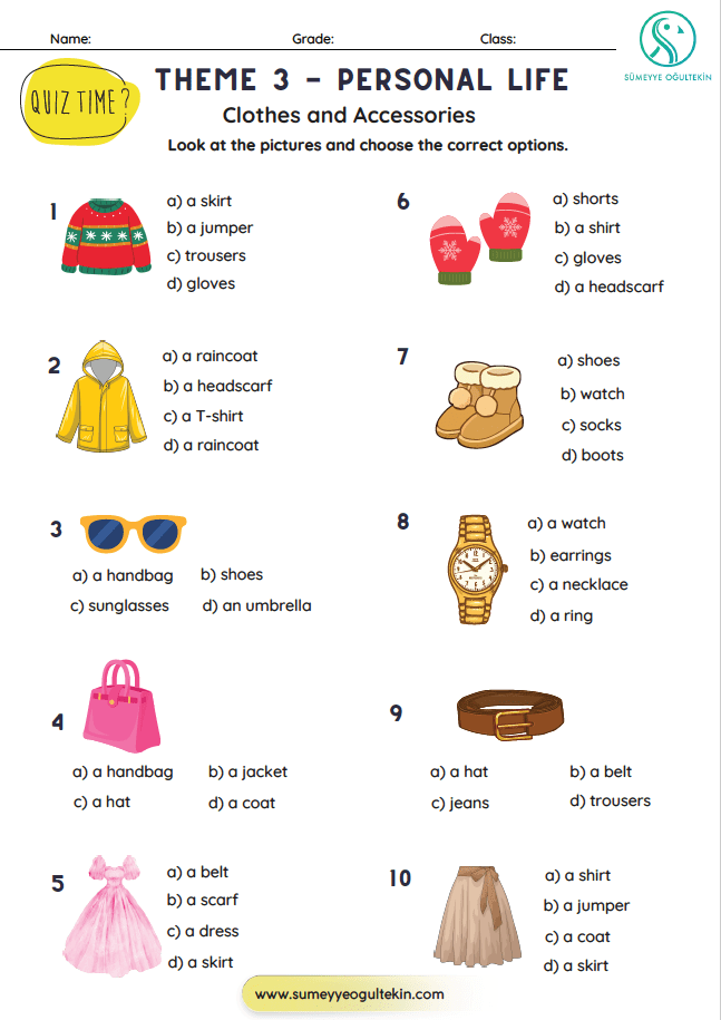 Theme 3 - Clothes and Accessories QUIZ